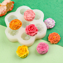 立体バラ牡丹花香薫ろうそくシリコン金型ケーキ装飾花DIY車載石膏金型
