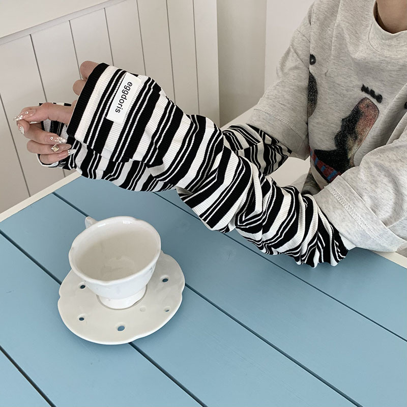 Mangas de hielo, mangas de protección solar, nuevas mujeres, verano, nueva sombra, protección UV, conducción delgada, mangas de mano a rayas sueltas, brazos