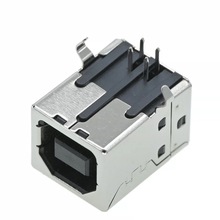 黑胶 方口 D型母座接口 打印机插座 90度弯针 打印线用USB母头