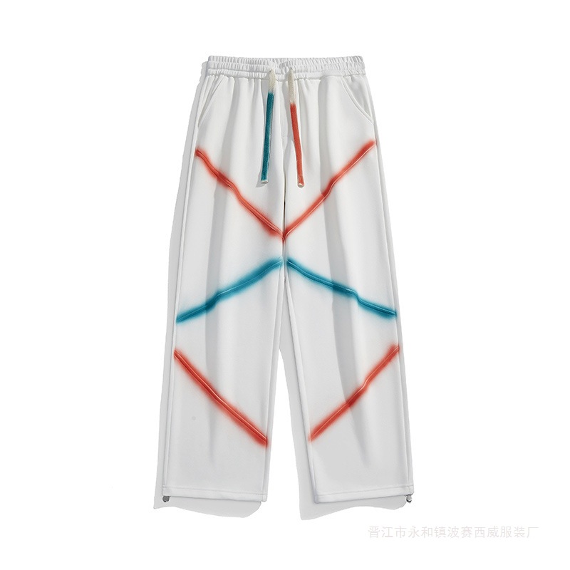 跨境批发抖音直播爆款春秋季新款小众情侣运动风撞色款时尚休闲裤