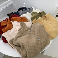 暖色系圆领针织衫小开衫女2025春秋小个子纯色纽扣内搭外穿气质潮