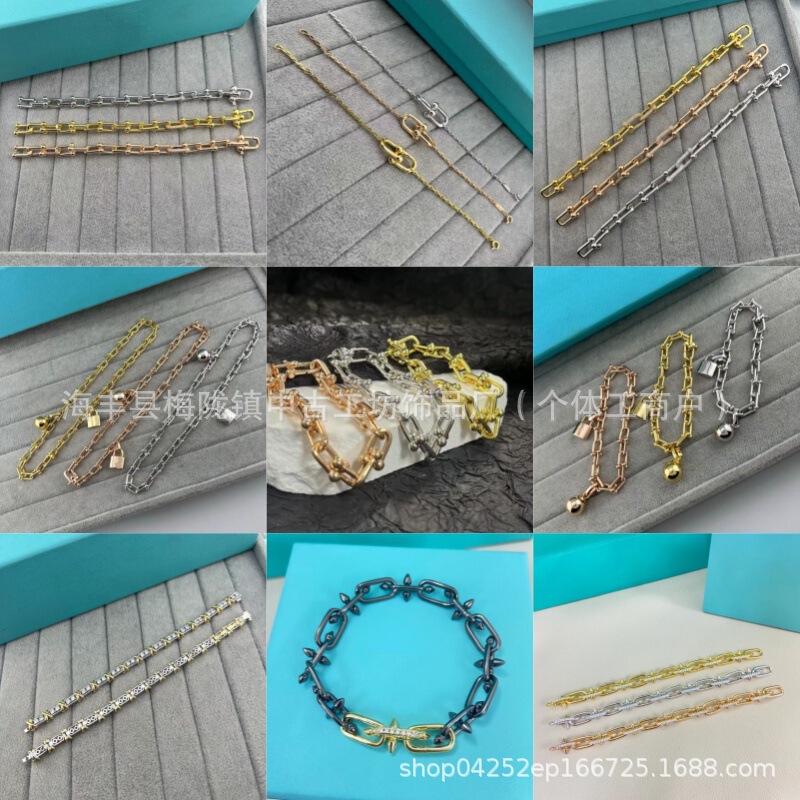 Seiko's New V-Gold Dainty Double-T Horseshoe Bracelet, High-End Luxury Spherical Lock Double-Layer Trident Full Diamond Bracelet Seiko's New V-Gold Dainty Double-T Horseshoe Bracelet, High-End Luxury Spherical Lock Double-Layer Trident Full Diamond Bracelet