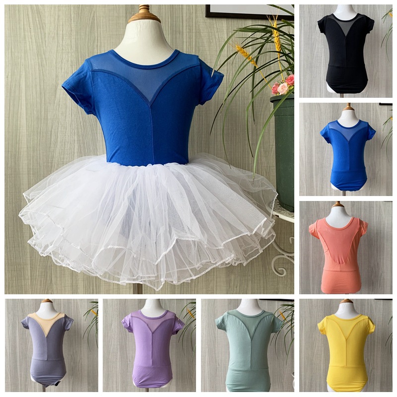 Special Offer Kidsren's Dance Practice Clothes Summer Short-Sleeved One-Piece Skirt Chinese Folk Dance Dancing Girl Open Crotch Body Suit