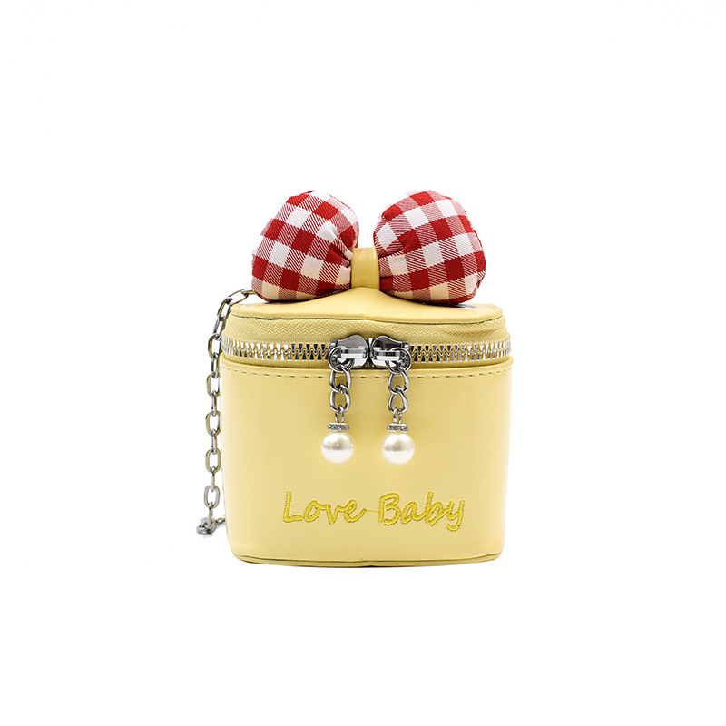 Bolso de cubo de moda coreana 2025 verano nuevo bolso femenino lindo lazo bolso de hombro mini cadena bolso de mensajero