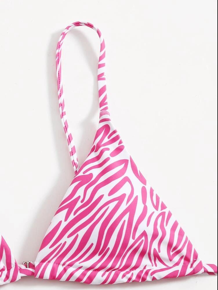 Polyester Fabric Type 2 Pieces Set Quantity Women's Stripe Leopard 2 Pieces Set Bikinis Swimwear