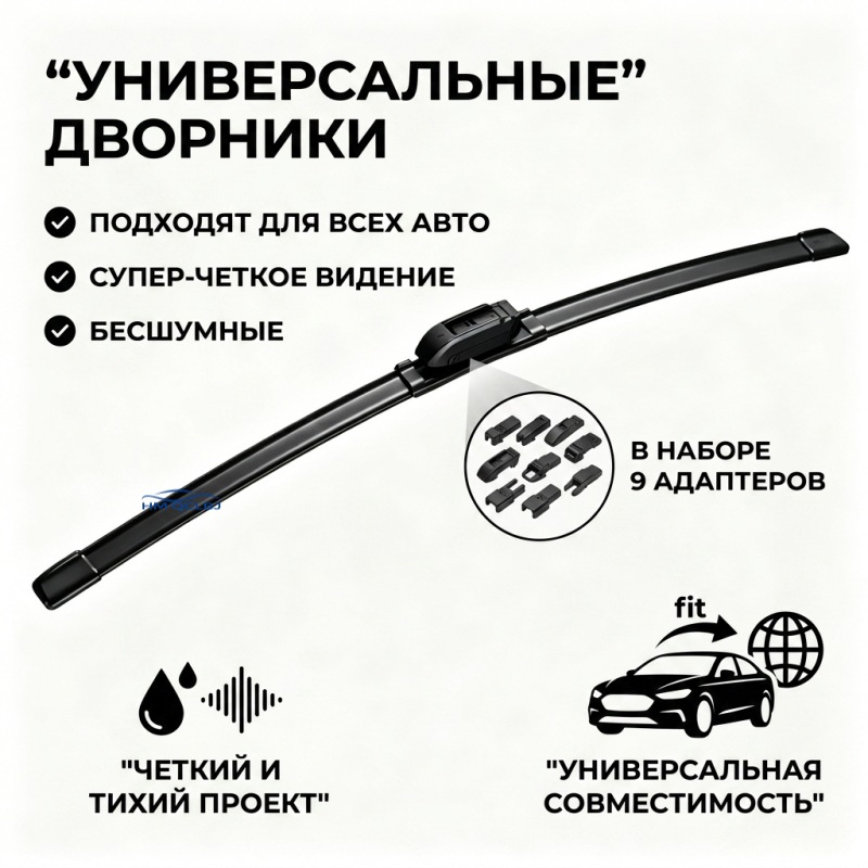 Cross-Border Shipping, Multifunctional, Boneless, Replaceable Connector, Easy to Install, Russian Wiper Blades Au