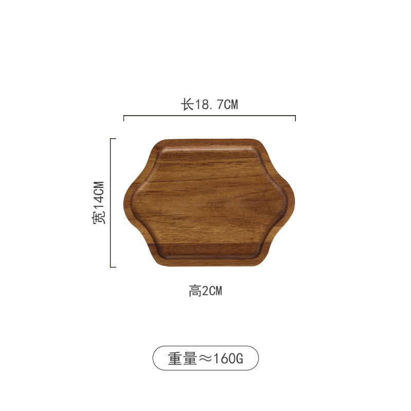 日本式アカシアの木のトレーの家庭用六角の食事の皿の実木の皿の八角のケーキのデザートの朝食の皿のお茶の皿|undefined
