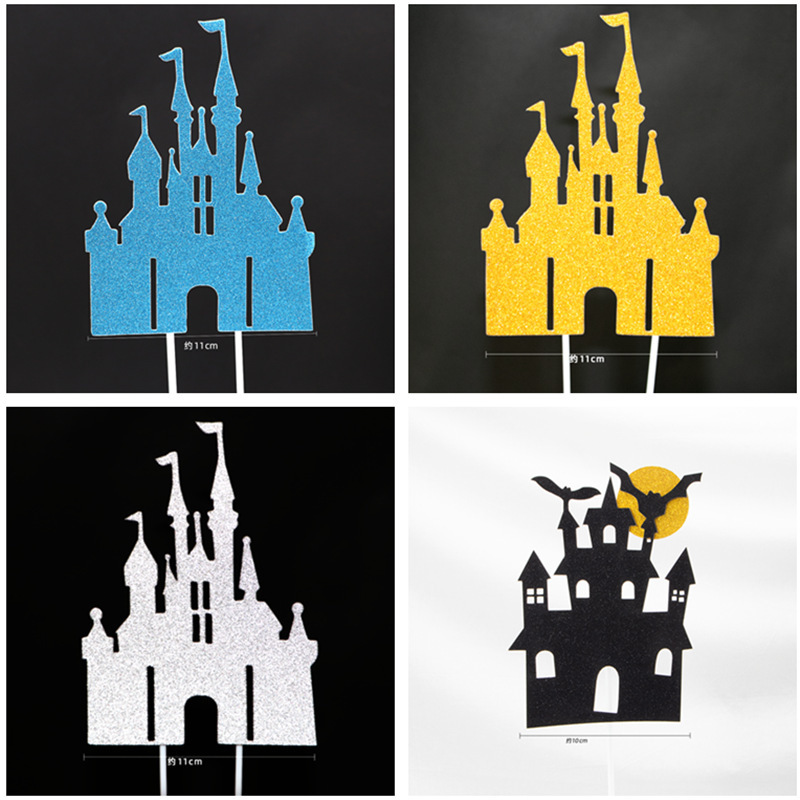 Castle-Themed Birthday Cake Flags, Party Supplies Cake Inserts, Christmas Gift Cake Decoration Accessories