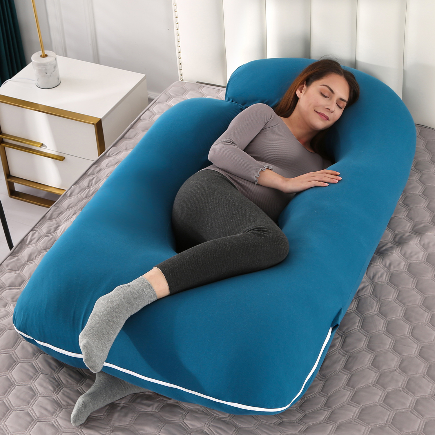 Almohada de maternidad lado dormitorio de algodón extraíble y lavable almohada de soporte de cintura en forma de G grande transfronteriza FÁBRICA DE Amazon almohada de maternidad al por mayor