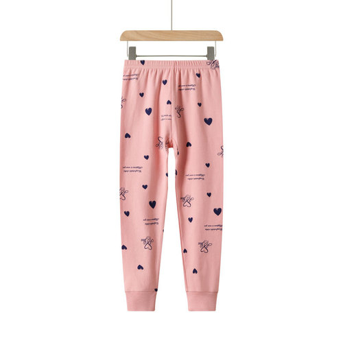 Children's pure cotton autumn and winter pants, unisex cotton flannel lined pants, kids' base layer sleep pants, baby warm pants