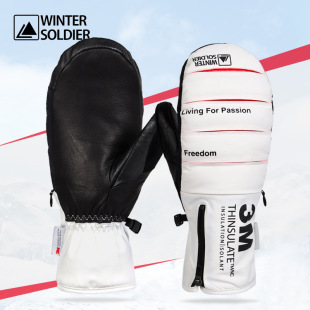 Winter Wear-Resistant, Windproof, Waterproof and Warm Ski Gloves for Men and Women, Five-Finger Veneer, Thickened and Velvet Touch Screen