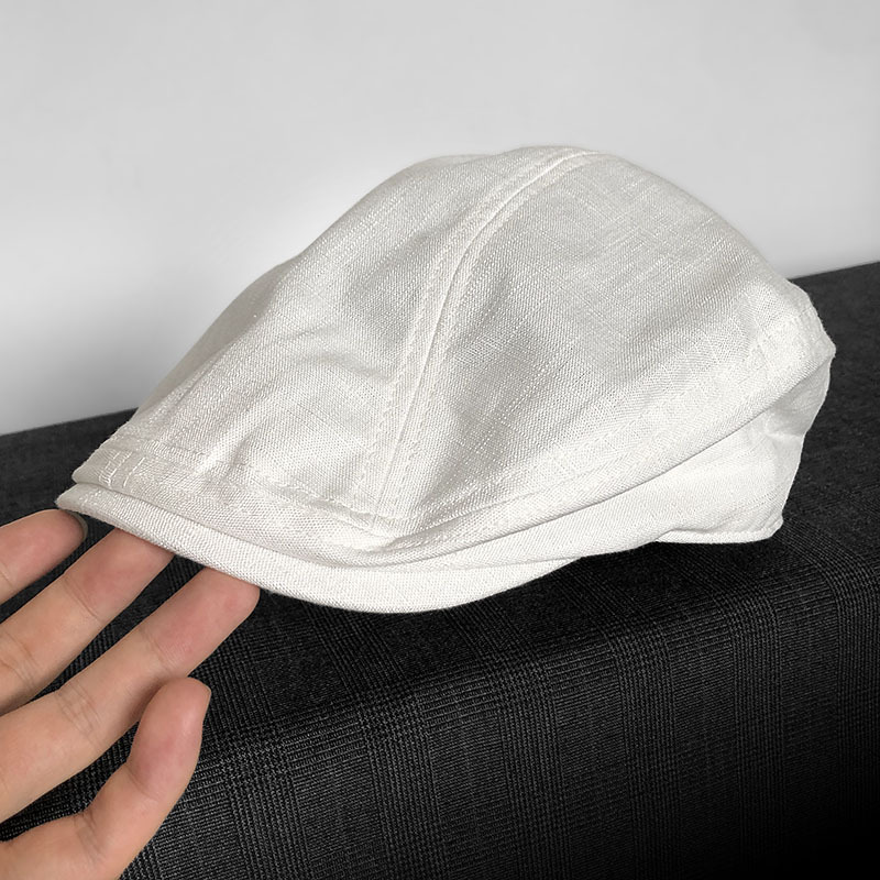 White Linen Duckbill Hat, Summer Breathable Retro British Women's Beret Hat, Literary Youth Duckbill Hat, British Forward Hat