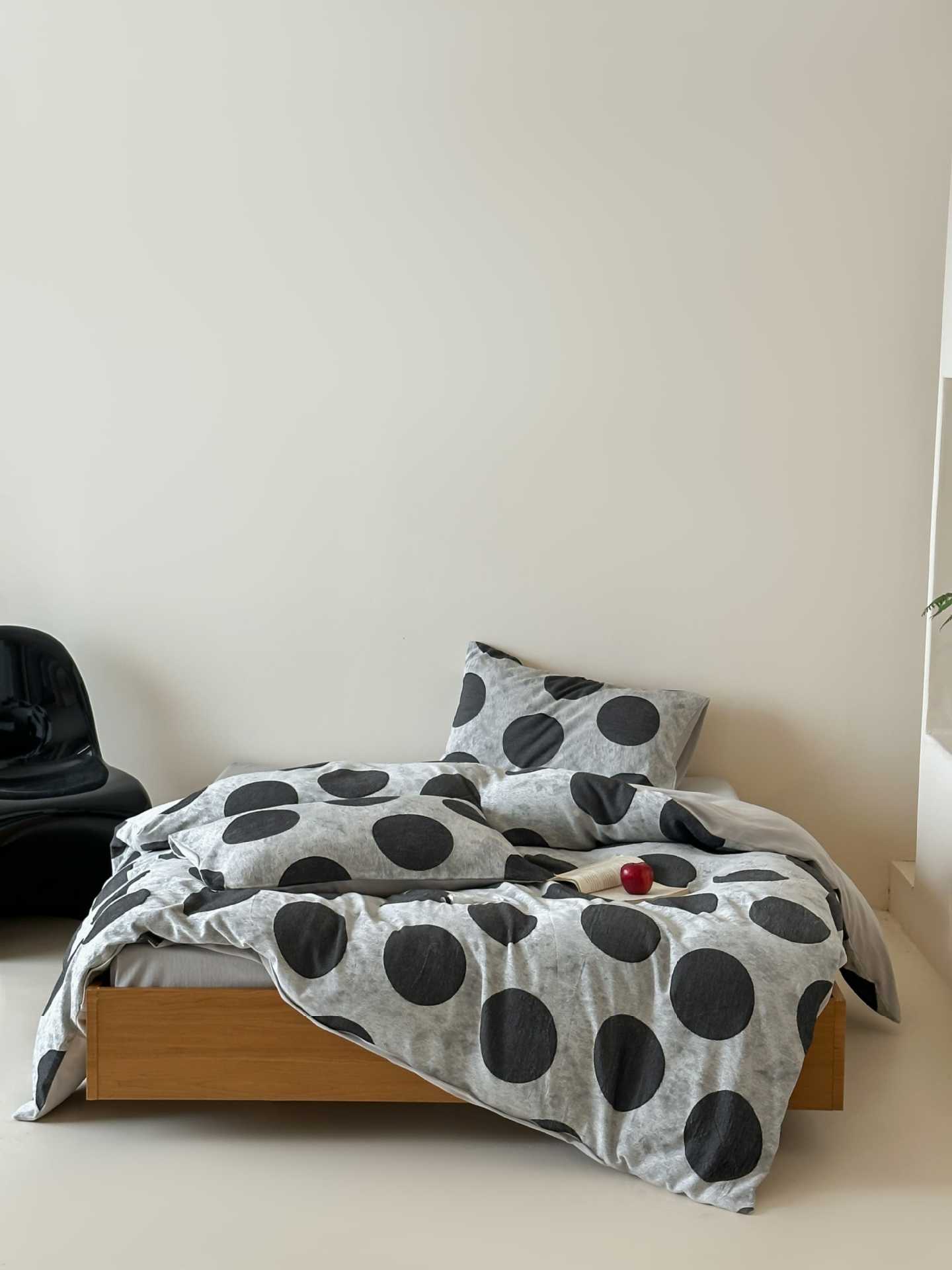 Conjunto de capa de edredão jacquard com bolinhas verde retro_voghion.com