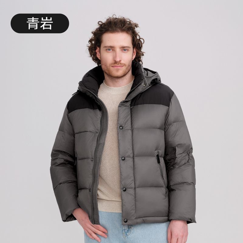 冬用ホワイトダックダウンジャケット メンズ 厚手 暖かい 2025年新作 ショート丈 フード付きダウンジャケット メンズ 極寒対応