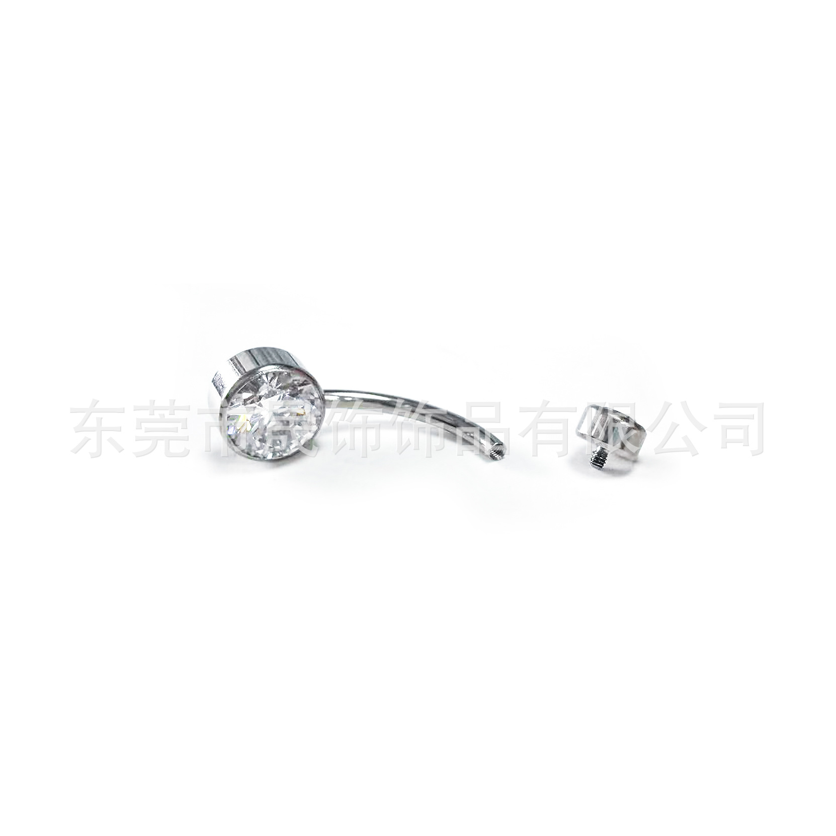 F136 Titanium Alloy 圆柱包 Cubic Zirconia Navel Ring G23 Titanium 内牙圆 包 Diamond Navel Ring Piercing Jewelry 厂家