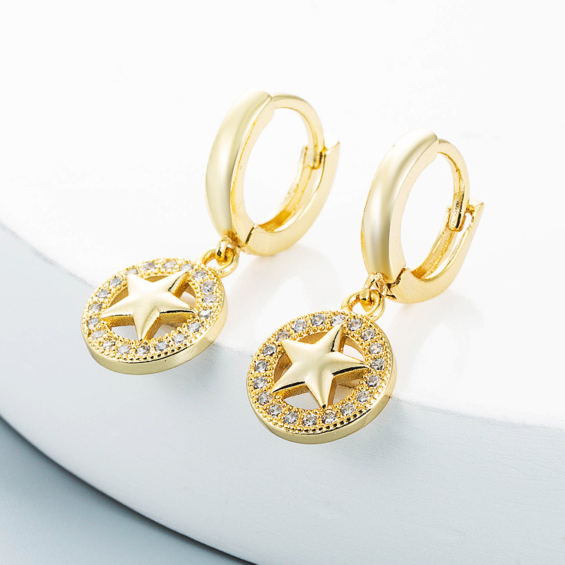 Großhandel Geometrische Sterne Blitz Blume Kupfer Ohrringe Nihaojewelry display picture 4