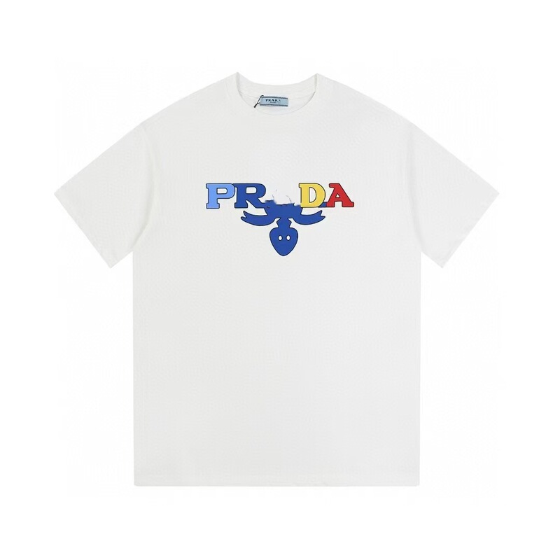 クロスボーダー 2025 夏のトレンドブランド P ファミリー新レタープリントラウンドネック Tシャツカジュアルファッショントレンド半袖男性と女性|undefined