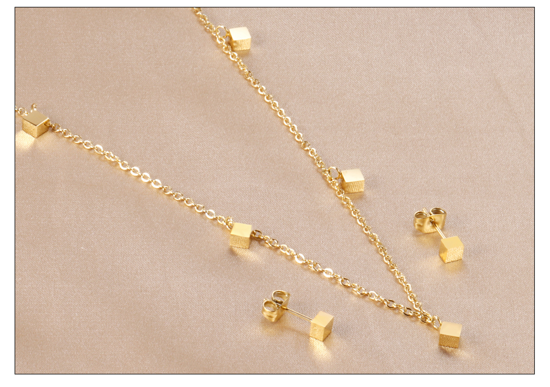 Fashion Star Moon Stainless Steel Plating Earrings Necklace 1 Set