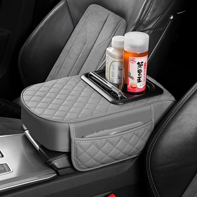 Armrest box pad, Pad, Armrest Cushion, Central Armrest - double-side-pocket-armrests-grey