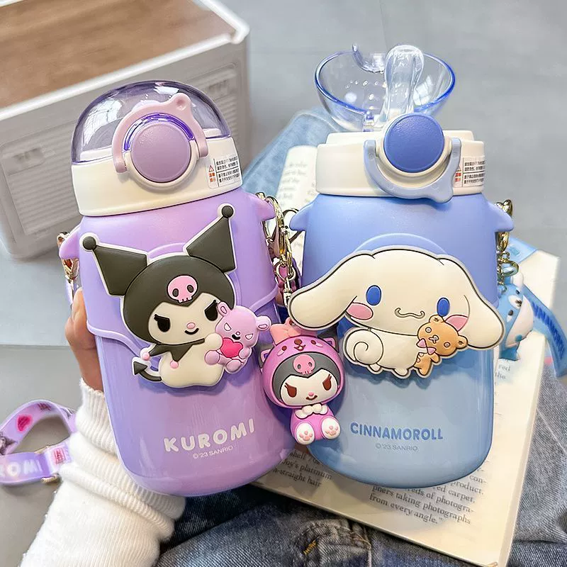 Детская термос-кукла Sanrio Kulomi для школы девочек, милая, с большой пузом, трубочка, чашка для воды 2024 новая модель