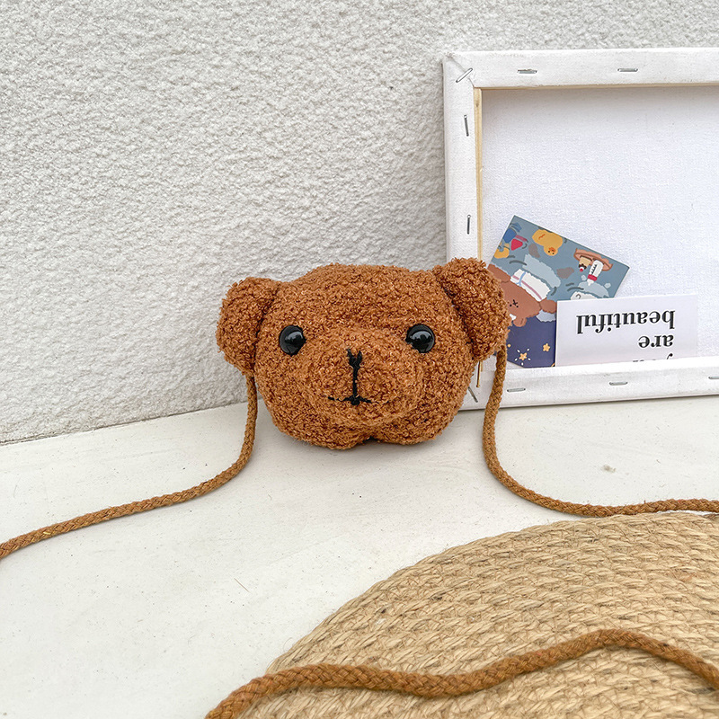 儿童斜挎包女冬季新款可爱时尚卡通小熊宝宝零钱包公主毛绒单肩包