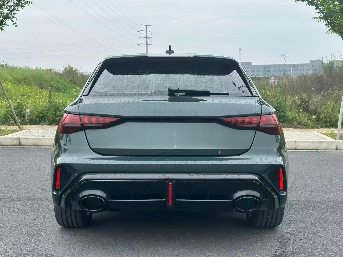 Suitable for Audi A3 models from 2021 to 2026, this is an RS3-style rear bumper, rear lip, and exhaust tip kit