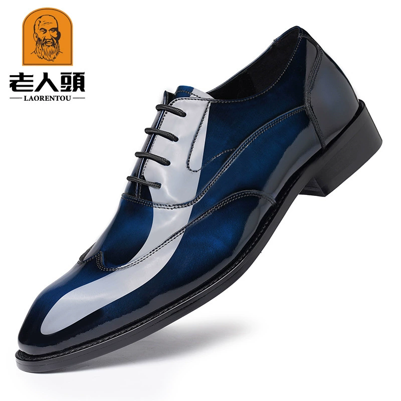 Британские деловые модельные туфли с головой старика, мужские свадебные туфли для жениха, острый носок, оксфорды, высококачественные свадебные мужские туфли 9A801