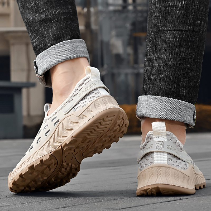 Comercio exterior verano respirable zapatos de hombre de tamaño grande, zapatos de cuero respirables, zapatos de malla de hombre, zapatos de malla de tela