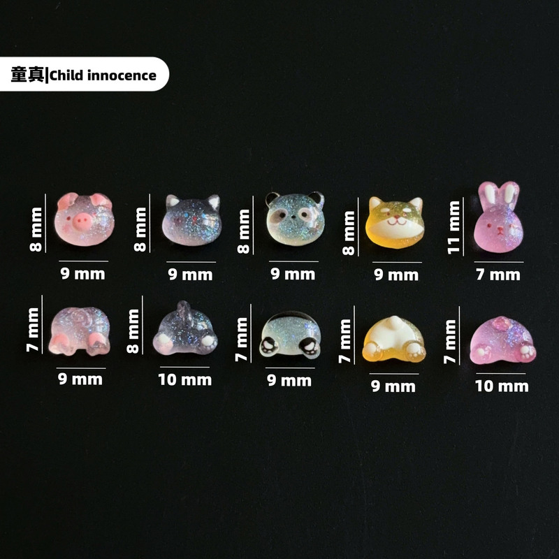 Miss Super Mini Cartoon Animal Head and Tail Jewelry Decoration DIY Earrings Earrings Nail Art Handmade Material Stickers