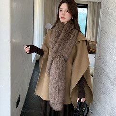 走秀款超长围巾女冬季皮草狐狸毛毛领子保暖披肩高级感毛绒围脖女