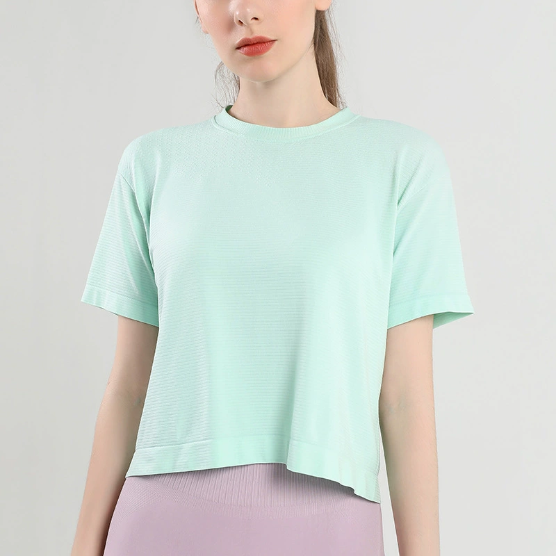 Breathable quick dry summer T-shirt, light and thin sports base yoga clothing for leisure, 2022 collection, with short sleeve