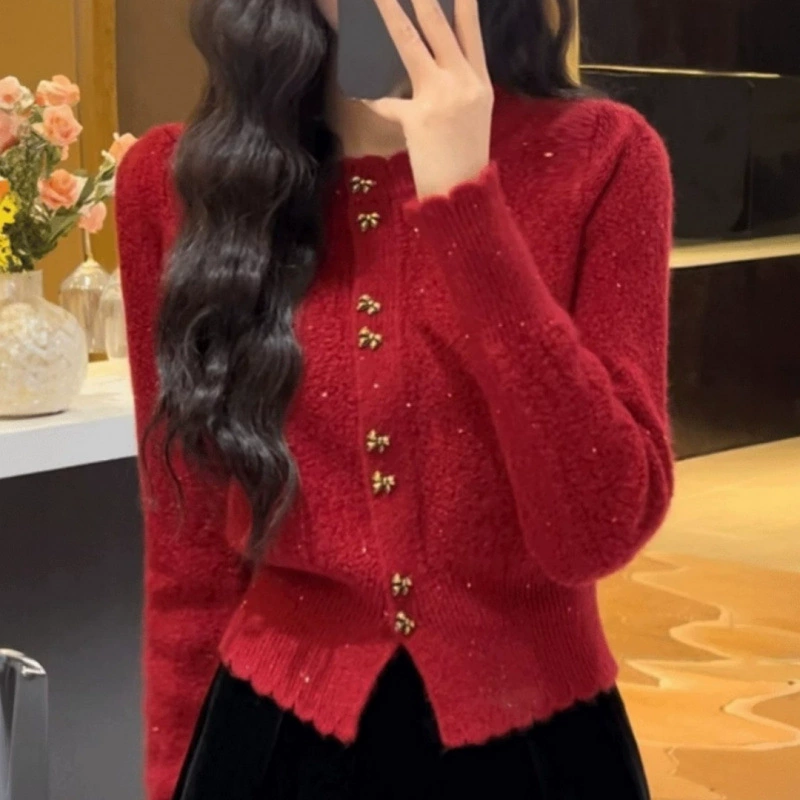 (), красный осенний кардиган, свитер, куртка, стиль Chanel, френч стиль