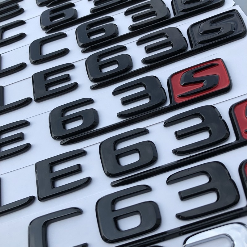 Suitable For New Mercedes-Benz C63S Car E63 Rear Tail Emblem GLE63 Modified GLC63 Logo Sticker Black_voghion.com