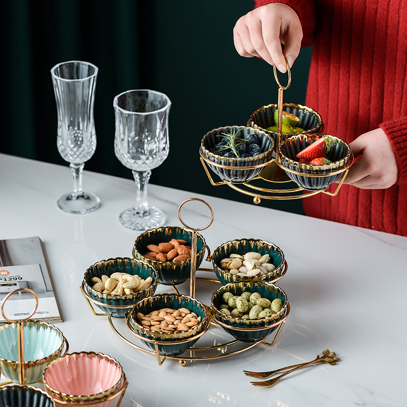 Nordic ins Light luxury home Candy snack dish combinación rejilla de hierro plato de aperitivos de frutas secas plato de salsa recepción KTV