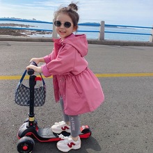女童春秋装2025新款小儿童韩版冲锋衣中长款风衣外套宝宝洋气大衣