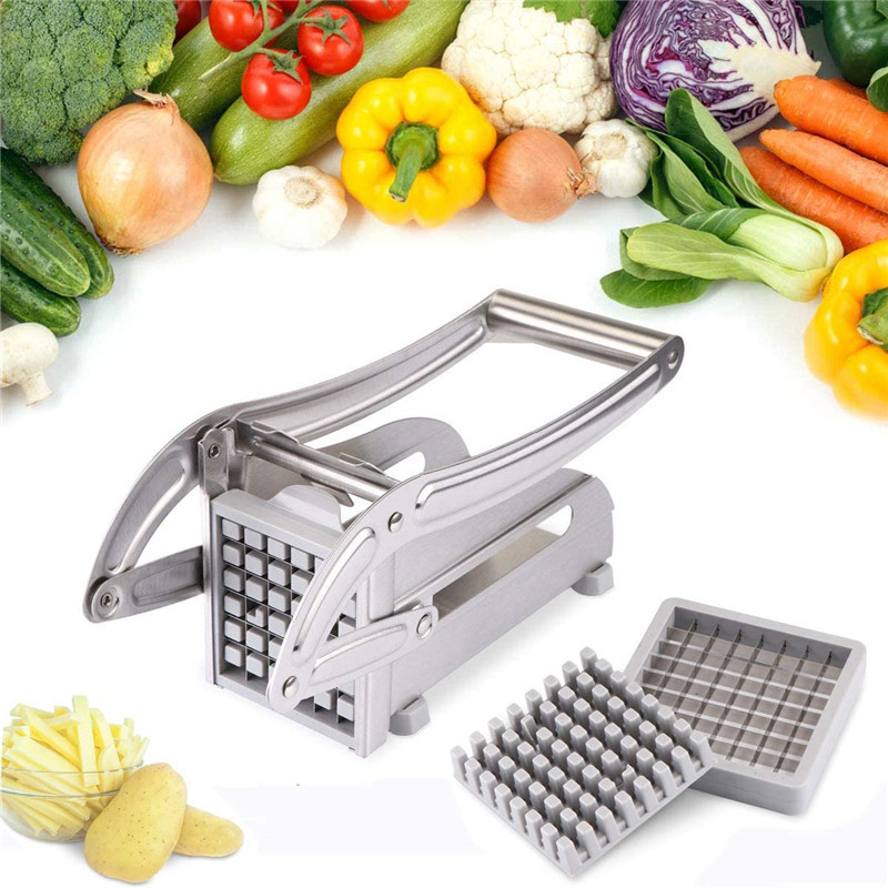 Comercio exterior dedicado máquina de cortar de la patata del acero inoxidable del hogar de metal slicer papas fritas herramienta de corte de prensa de patata