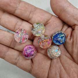 16mm镀UV彩钻链亮片圆珠 DIY手工串珠散珠串笔手机链挂件饰品配件