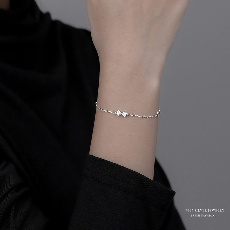 Silver Bow Bracelet For Women Elegant Sterling Silver Accessory_voghion.com