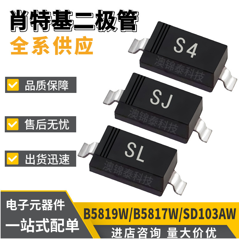 1N5819/B5819W B5817W SD103AWSL/SJ/S4 SOD-123 SMD Schottky Diodes