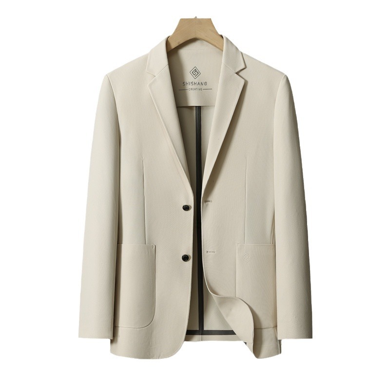 Ice Silk Seamless Suit Men's 2024 Summer New Business Casual Single Western Thin Anti-Wrinkle Quick-drying Sunscreen Suit