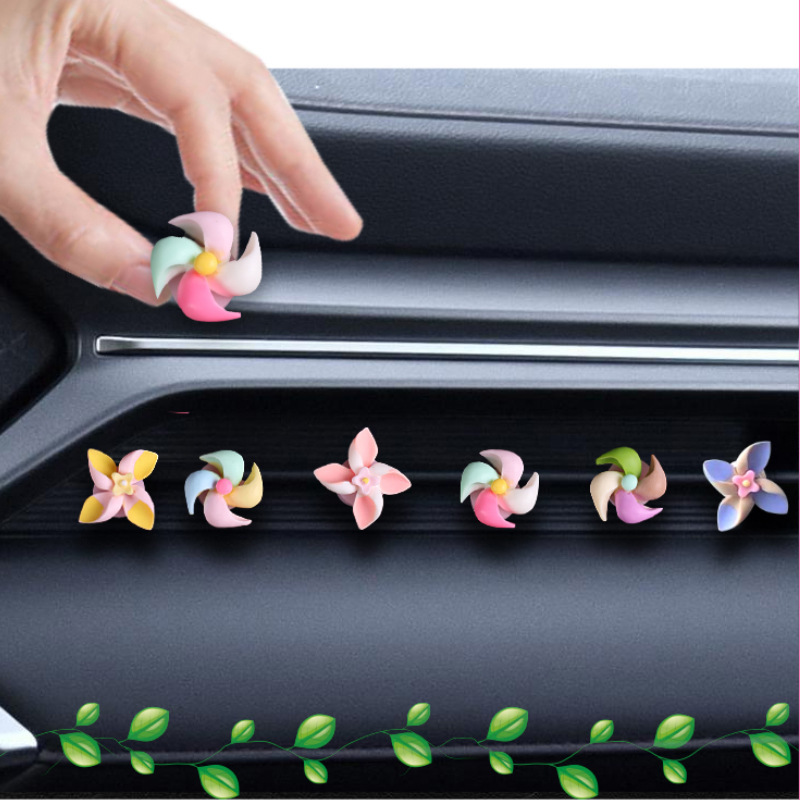 Adornos para automóviles, giratorio, giroscopio de molino de viento, decoraciones creativas, consola central giratoria, accesorios para automóviles, plástico lindo para damas