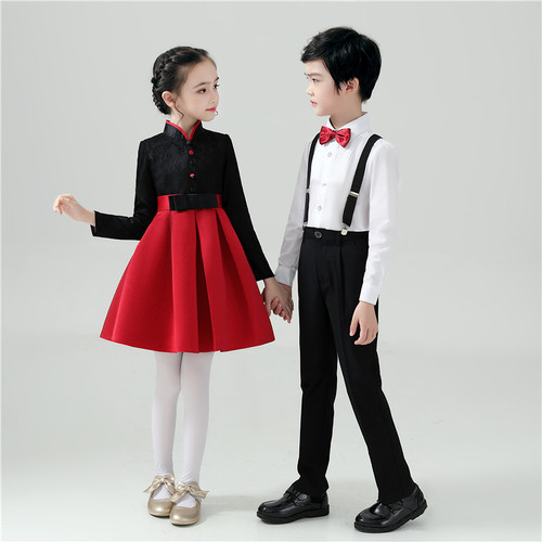 New Year's Day children's performance costumes, primary school boys' choir uniform, girls' dance skirt, recitation competition performance attire