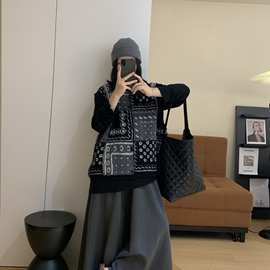 复古慵懒风拼色民族风加厚加密针织衫毛衣上衣女装2025新品图片色