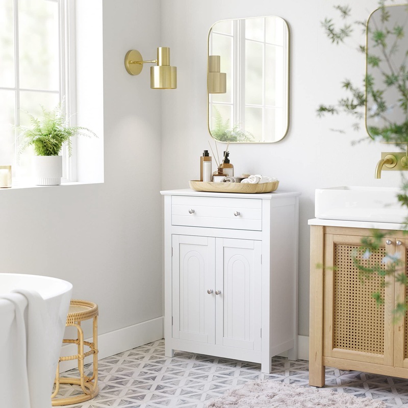 Alquiler de cama y desayuno tipo de piso conveniente gabinete lateral de almacenamiento móvil Nordic doble puerta simple de gran capacidad gabinete de baño