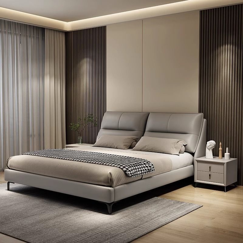 Elephant Ear Leather Art Large Bed Light Luxury Double Bed Master Bedroom Italian Wedding Bed Modern Double Simple Storage High-End Large