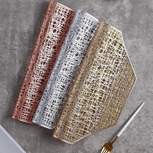 Mantel individual de PVC calado, diseño octogonal, antideslizante para hogar