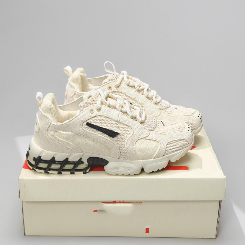 Original Stussy Collaboration Spiridon Caged 2 Retro Running Shoes Desert Yellow Air-Cushioned Shoes