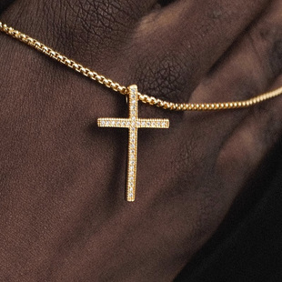 Men's diamond pendant, zirconium, golden chain for key bag , accessory, American style