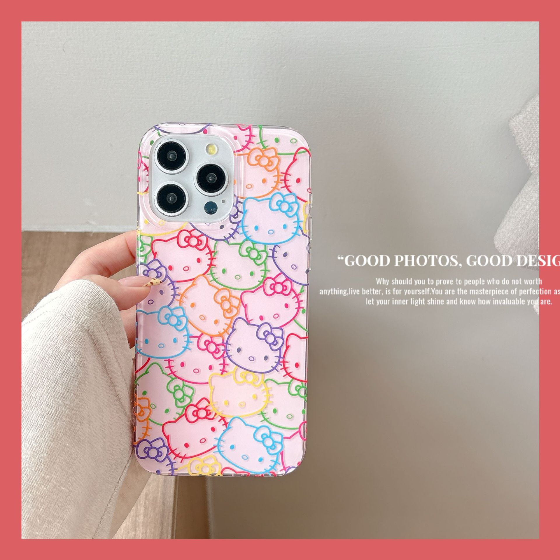 Línea de corazón de niña rosa KT gato para Apple 15Pro/16Pro funda para teléfono móvil 14 dibujos animados 13 dibujos animados 16PM