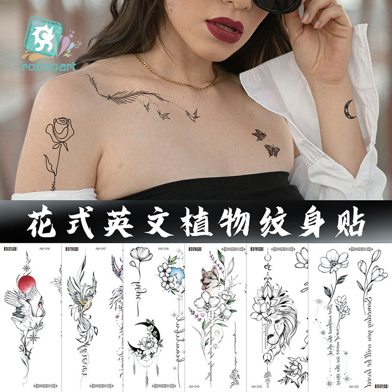 Cross-border Source New Plain Back Tattoo Sticker Small Fresh Flower Painted Tattoo Sticker Simulation Temporary Tattoo Cross-border Source New Plain Back Tattoo Sticker Small Fresh Flower Painted Tattoo Sticker Simulation Temporary Tattoo